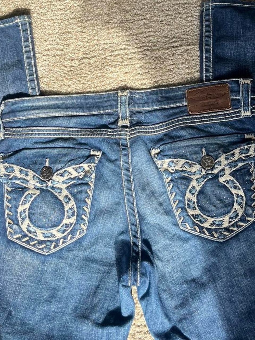 Vintage Y2K Big Star Women's Blue Bootcut Jeans with Embroidered Pockets - Picture 6 of 8
